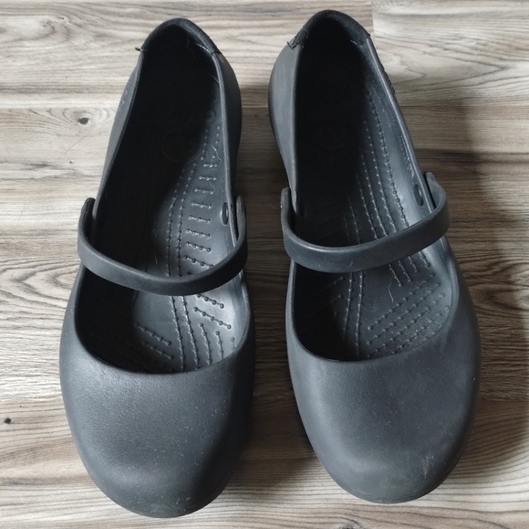 CROCS Alice Mary Jane Work Shoes Black Slip On Ballet Comfortable Flats Size 8 - Picture 1 of 5